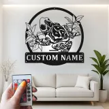 Insegna LED in metallo con rana | Arte murale personalizzata con anfibio | Regalo per amanti della natura per casa, ufficio o cameretta