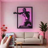 Insegna in metallo personalizzata con Boxer e luce LED regalo per appassionati di boxe decorazione per palestra o man cave 1