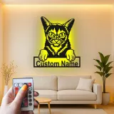 Insegna in metallo personalizzata con luce LED per gatti - Regalo per amanti dei gatti, decorazione per soggiorno o camera da letto 1