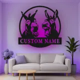 Cartel de metal LED personalizado de burros riendo regalo rústico para amantes de los animales decoración de granja