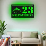 LED Mountain Address Sign | Backlit Metal House Numbers | Personalized Outdoor Decor for Rustic & Modern Homes | Housewarming Gift