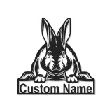 Realistic Rabbit LED Sign | Custom Metal Name Plaque for Nursery | Personalized Bunny Wall Art | Animal Lover Gift
