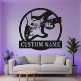 Custom Guitar Player LED Sign | Personalized Metal Wall Art for Music Room & Studio Decor | Gift for Musician