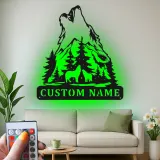 Custom Howling Wolf Led Light Metal Wall Art Personalized Gift for Nature Lovers Cabin Decor