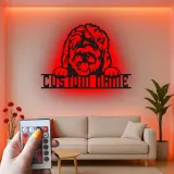 Cartel de metal LED personalizado de perro, regalo para amantes de las mascotas, decoración para salón o entrada 4