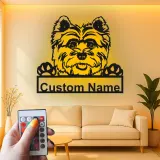 Cartel de metal LED personalizado de Yorkie, regalo para amantes de los perros, decoración para la sala de estar