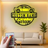 Cartel de metal LED de coche deportivo personalizado Regalo para entusiasta de coches Decoración de garaje Señal