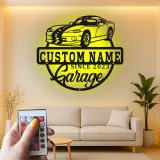 Custom Sports Car Garage Led Light Metal Wall Art Personalized Gift for Car Enthusiasts Garage Decor Sign