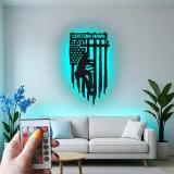Arte murale in metallo LED Lineman personalizzata | Insegna con bandiera americana per elettricista | Decorazione patriottica per casa e ufficio