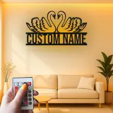 Personalisierte Schwan LED-Wanddekoration | Individuelles Metallschild | Romantisches Hochzeits- & Jubiläumsgeschenk
