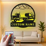 Insegna in metallo LED personalizzata per camion ed escavatore, regalo per camionisti, decorazione per garage o officina