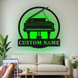 Grand Piano LED Wall Art | Custom Metal Name Sign | Personalized Musician Gift & Studio Decor