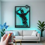 Insegna in metallo personalizzata con luce LED per giocatore di pallavolo - Regalo sportivo personalizzato per atleti, decorazione per sala giochi