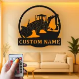 Cartel de metal LED personalizado de excavadora para regalo de entusiasta de la construcción