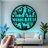 Insegna personalizzata con lama | Insegna da parete in metallo LED per cameretta | Decorazione sudoccidentale | Arredo boho per stanza bimbi e regalo baby shower