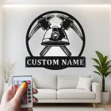 Insegna LED personalizzata per minatore di carbone | Decorazione murale in metallo personalizzata | Picconi incrociati | Regalo industriale per man cave