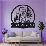 Cartel LED de camping personalizado | Arte mural de senderismo personalizado | Decoración de cabaña y regalo de aventura al aire libre