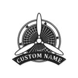 Décoration murale en métal personnalisée avec lumière LED d'hélice d'avion - Cadeau d'aviation pour pilote, décoration de hangar pour passionnés d'aviation
