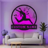 Personalisierte LED-Metall-Wandkunst mit Tänzer und Noten – Geschenk für Tanzliebhaber, Studio- oder Schlafzimmerdeko
