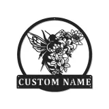 Custom Hummingbird and Flowers Led Light Metal Wall Art Personalized Nature Lover Gift Garden Room Decor