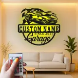 Insegna in metallo personalizzata garage auto sportiva con luce LED regalo per appassionati di auto decorazione per man cave