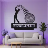 Insegna LED personalizzata da golf | Decorazione murale in metallo su misura per man cave | Targa con nome del golfista | Regalo per appassionati di golf