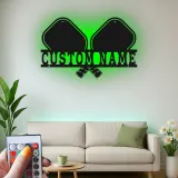 Personalized Pickleball Sign with LED | Custom Metal Name Art | Game Room Decor & Player Gift