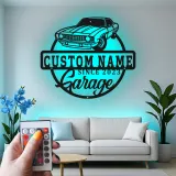 Cartel de metal LED de coche deportivo personalizado Regalo para él Decoración de man cave