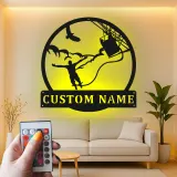 Custom Bungee Jumping Led Light Metal Wall Art Adventure Gift for Thrill Seekers Unique Man Cave Decor
