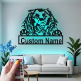 Custom Dog Breed Led Light Metal Wall Art Personalized Pet Parent Gift Living Room Animal Decor