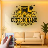Insegna in metallo personalizzata con luce LED per macchina da caffè, regalo per amanti del caffè, decorazione per cucina e caffè