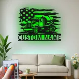Custom Cement Mixer Truck Led Light Metal Wall Art Personalized Gift for Construction Enthusiast Garage or Workshop Decor