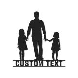Cartel Personalizado para Padre e Hijas | Arte de Metal LED | Regalo Personalizado para Papá de Hijas | Decoración de Hogar Familiar