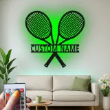 Cartel de metal LED de raquetas de tenis personalizado, regalo para amantes del tenis, decoración de sala de juegos 2