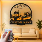 Insegna in metallo LED personalizzata per camion e rimorchio, regalo per camionisti, decorazione per garage o man cave