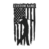 Insegna in metallo personalizzata per golfista con LED | Arte murale con nome e bandiera USA | Regalo patriottico per man cave e ufficio