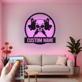 Personalisierte Skull LED-Leuchtschilder | Individuelles Metallschild für Tattoo-Studios | Edles Dekor für Tattoo-Studios und Künstlergeschenke