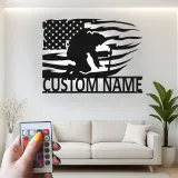 Insegna per Vigile del Fuoco Personalizzata | Arte Murale in Metallo LED Personalizzata | Regalo Patriottico per Decorazione Man Cave