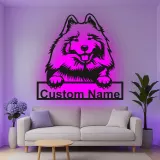 Insegna in metallo personalizzata con luce LED a forma di cane pastore Shetland regalo per amanti dei cani decorazione per soggiorno