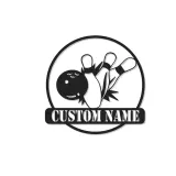 Insegna in metallo LED personalizzata con birilli da bowling - Regalo per appassionati di bowling e decorazione per sala giochi