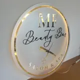 Cartel de neón LED de negocio personalizado | Logo retroiluminado de acrílico y metal | Decoración de pared para salón, estudio y oficina