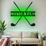 Personalisierte Golfclubs LED-Schild | Metall-Namenskunst für die Wand