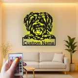 Décoration murale en métal personnalisée en forme de silhouette de chien avec rétroéclairage LED - Cadeau pour parent d'animal - Décor pour salon ou espace pour animaux