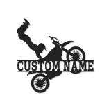 Panneau Motocross Personnalisé | Décoration murale en métal LED pour cave à vin | Décor de nom de pilote sur mesure | Cadeau de sports extrêmes
