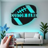 Custom Football LED Sign | Personalized Metal Name Art for Game Room | Athlete Gift & Boys Room Decor