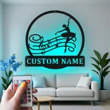 Personalisiertes Ballerina Musiknoten LED-beleuchtetes Metallschild - Tänzer Geschenk für Ballettliebhaber - Schlafzimmer oder Studiodekor