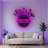 Décoration murale en métal LED personnalisée pour bricoleur - Cadeau pour garage et atelier