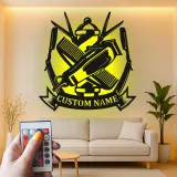 Custom Barber Tools Led Light Metal Wall Art Personalized Gift for Barbers Barber Shop Decor
