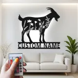 Custom Goat LED Metal Sign | Floral Farmhouse Wall Art | Personalized Animal Lover Gift & Ranch Decor