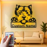 Cartel de metal personalizado con luz LED de perro Terrier, regalo para padres de mascotas, decoración para salón o entrada 1